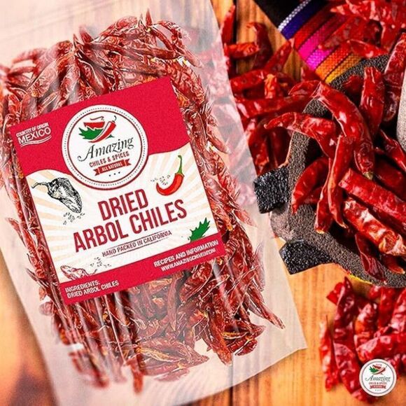 New Dried Chillis Variety Six Pack: Ancho Guajillo Pasilla Arbol Chipotle Cascab - Picture 3 of 7